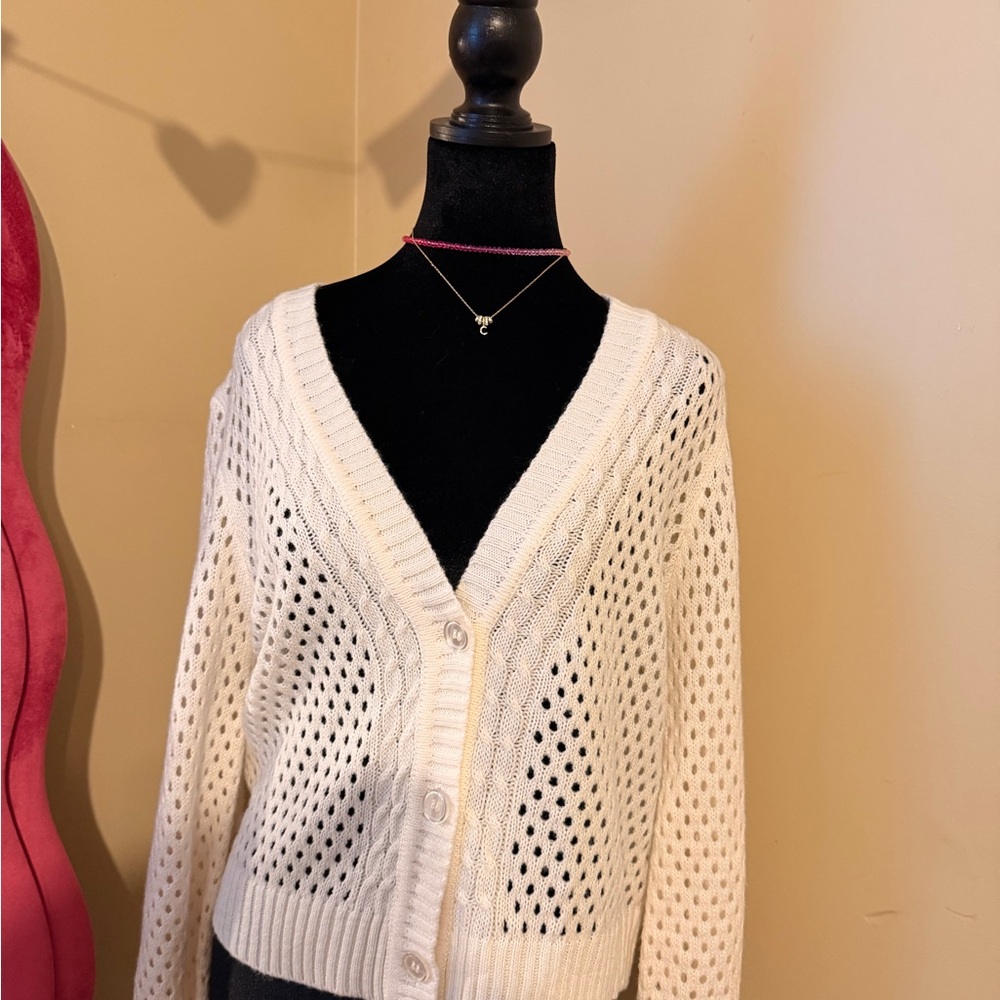 Elegant Cream Knit Women's Sweater